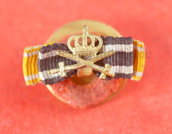 2-fach Knopflochdeko / Miniatur (Godet) fürstliche Hausorden von Hohenzollern mit Schwertern