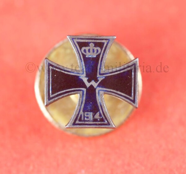 Miniatur Eisernes Kreuz 1.Klasse 1914 an Knopflochdeko (emaillierte Version)