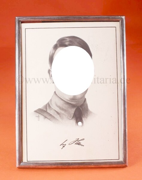 Führerbild Adolf Hitler / Tischdeko Silberrahmen (835)