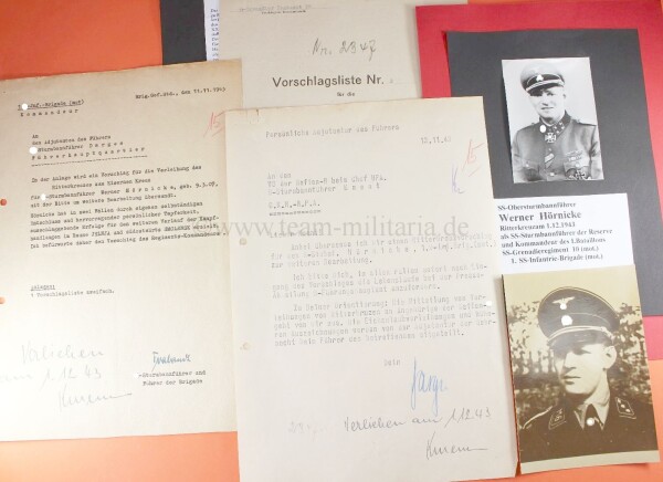 Vorschlag zum Ritterkreuz SS-Obersturmbannführer Werner Hörnicke
