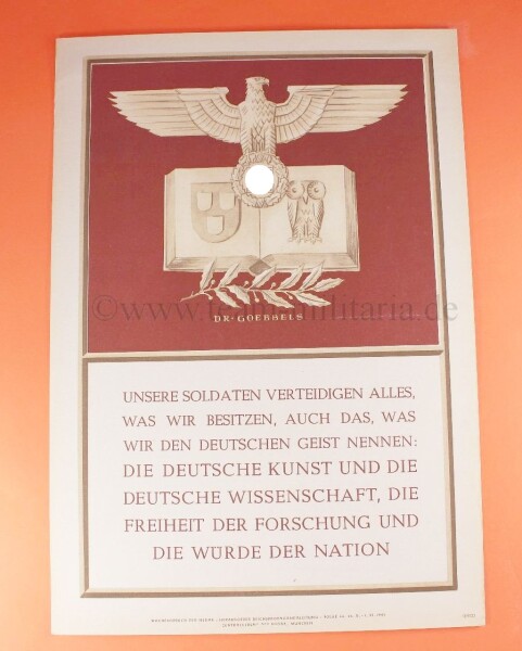 Poster / Wandbild / Wochenspruch NSDAP Propaganda Poster Dr. Gobbels - SELTEN
