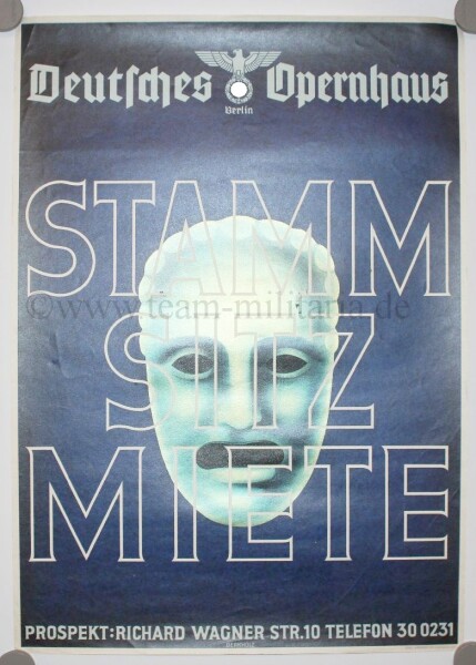 Plakat - Poster - Deutsches Opernhaus Berlin "Stamm Sitz Miete" - SEHR SELTEN