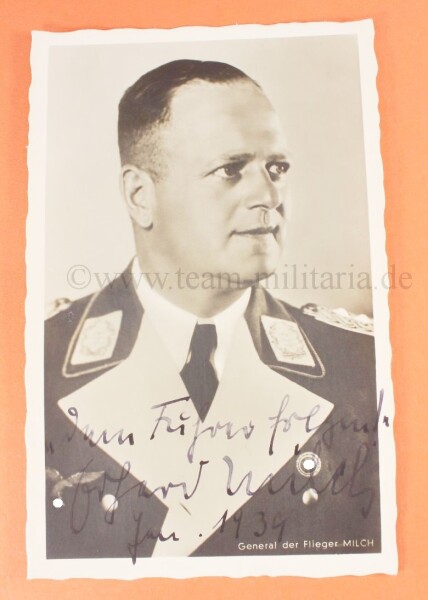 Originalunterschrift Ritterkreuzträger und General der Flieger Erhard Milch - SEHR SELTEN