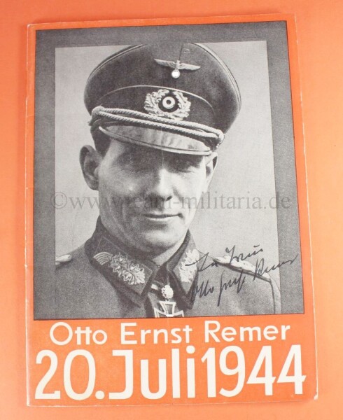Unterschrift mit Widmung von Eichenlaubträger Otto Ernst Remer
