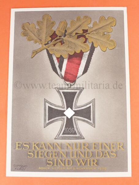 Postkarte "Es kann nur einer siegen und das sind wir" Eisernes Kreuz 2.Klasse 1939