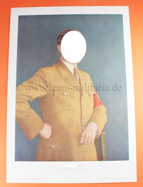 farbiger Kunstdruckblatt A. Hitler - Führer und Reichskanzlei (Heinrich Knirr)