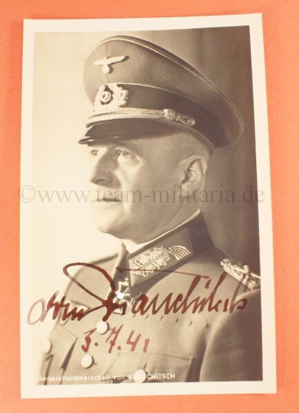 Originalunterschrift von Ritterkreuzträger Generalfeldmarschall von Brauchitsch - SELTEN