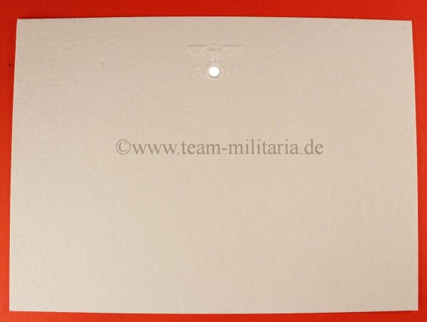 Briefkarte mit geprägem Monogramm AH (Adolf Hitler) Reichskanzlei