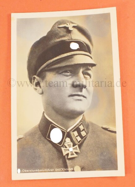 Foto Postkarte SS-Obersturmbannführer Ritterkreuzträger mit Eichenlaub und Schwertern August Dieckmann