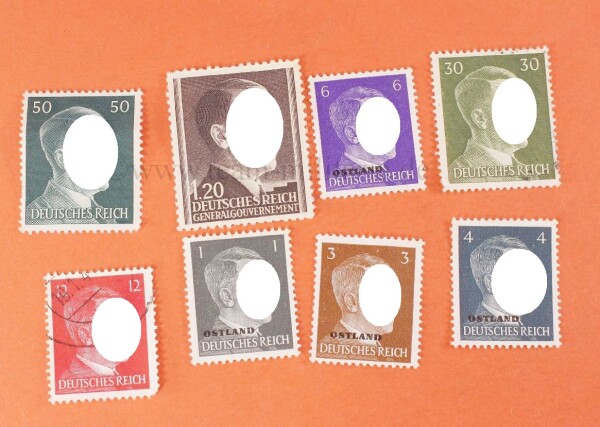 8 x Briefmarken III. Reich / A. Hitler / Ostland Deutschen Reich / Generalgouvernement BESETZUNGSAUSGABEN