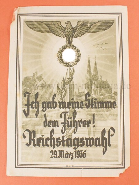 Propaganda Postkarte Reichstagswahl 29. März 1936