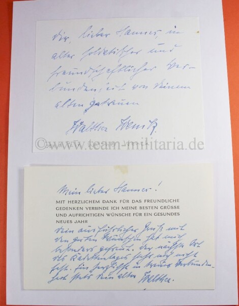 Briefkarte und Schriftstück von Ritterkreuzträger und General der Panzertruppe Walther Wenck