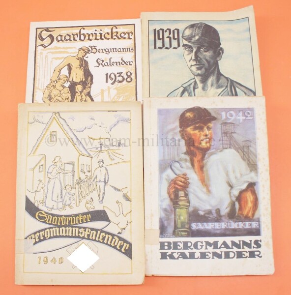 4x Saarbrücker - Bergmanns Kalendar (1938-1942)
