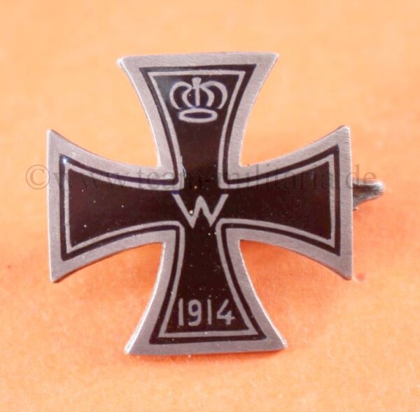 Brosche / Miniatur Eisernes Kreuz 1.Klasse 1914 (emaillierte Version) Silber 800 mit Hersteller
