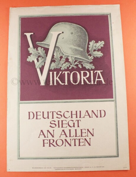 Poster / Wandbild / Wochenspruch NSDAP Propaganda Poster "Viktoria - Deutschland siegt an allen Fronten"