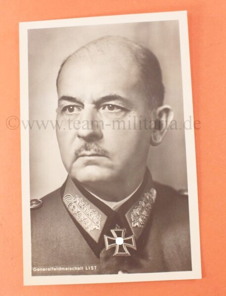 Portraitpostkarte Ritterkreuzträger Generalfeldmarschall Wilhelm List