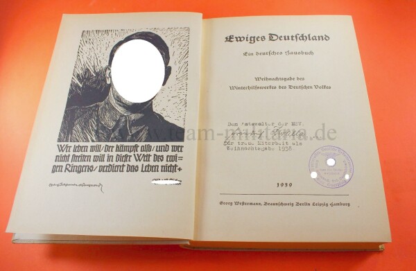 Buch - Ewiges Deutschland - Weihnachtsgabe Amtswalter Friedrich Zwalla (Köllerbach) Gau Saarpfalz 1939