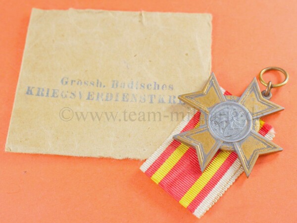 Großherzoglich Badisches Kriegsverdienstkreuz 1916 Baden in Verleihungstüte