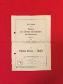 Verleihungsurkunde zum Eisernen Kreuz 2.Klasse 1939