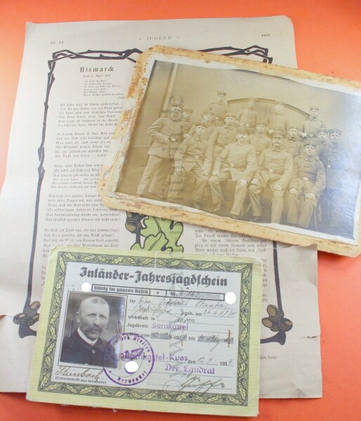 Inländer Jahres Jagdschein von 1939-40 (Ahron Bw) mit Lichtbild und Foto