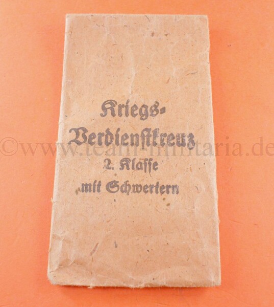 Tüte / Verleihungstüte zum Kriegsverdienstkreuz 2.Klasse mit Schwertern 1939 (Souval)