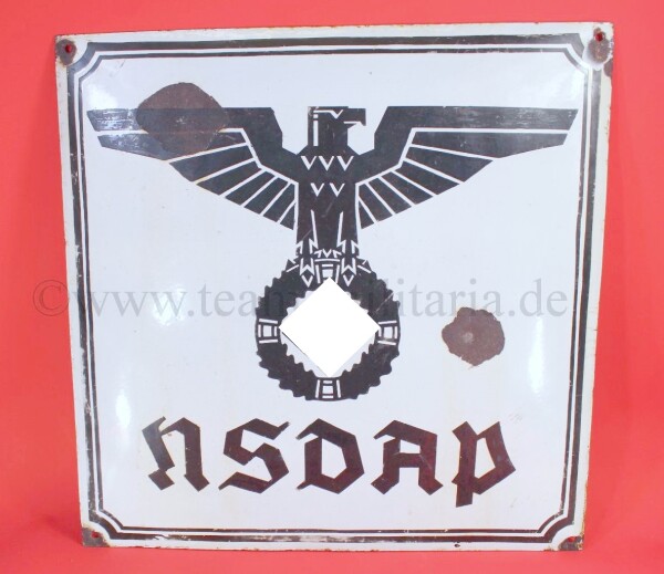 großes Emailleschild der NSDAP 1. Modell für Ortsgruppe, Kreisleitung, Gauleitung und Reichsleitung