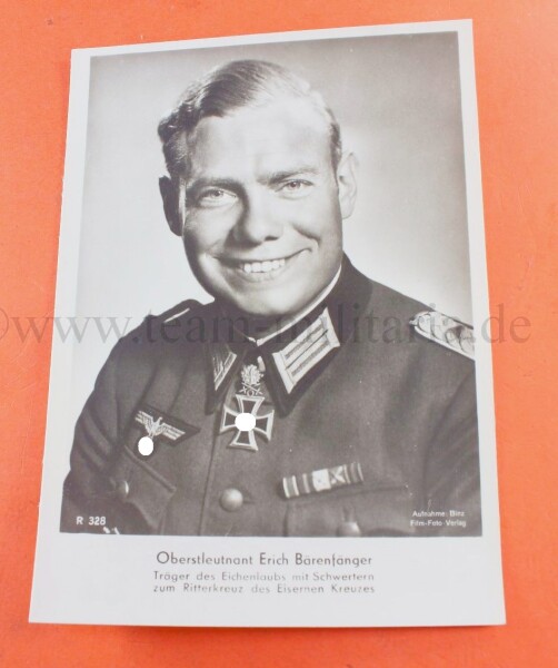 Portrait Postkarte Schwerterträger General Erich Bärenfänger mit Telefonnr.