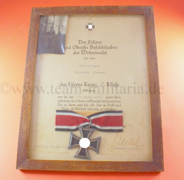 Heldentod Urkunde mit Verleihung zum Eisernen Kreuz 2.Klasse 1939 (14) Posthum - SEHR SELTEN