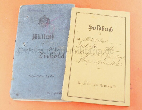 Soldbuch & Militärpaß des Musketier O.Ziebold bad.Inf.Reg. Prinz Wilhelm Nr.112