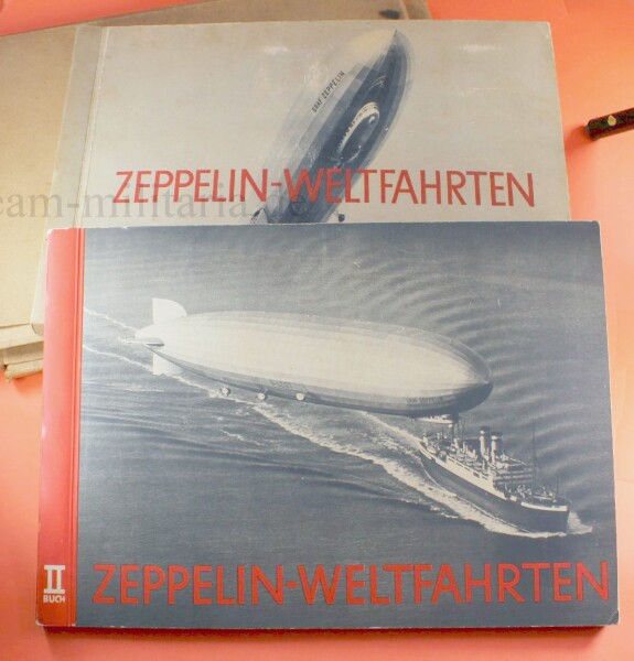 Zigarettenbilderalbum / Sammelalbum - Graf Zeppelin Weltfahrten Band I und II im Schuber