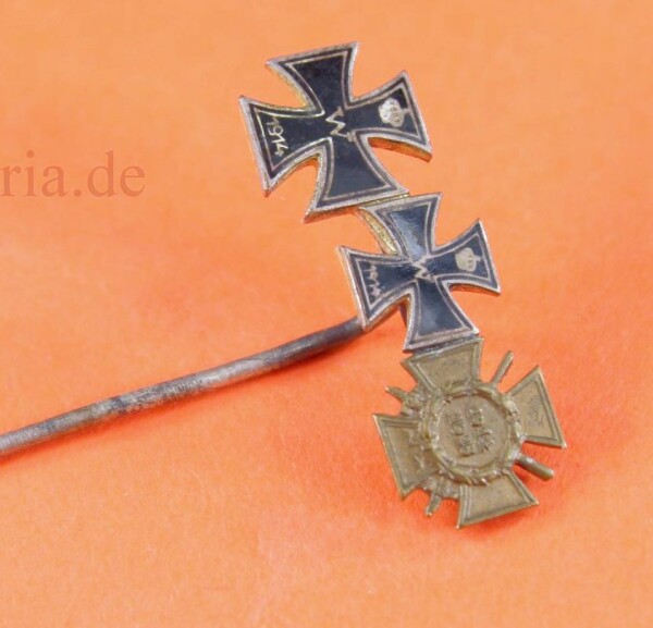 3-fach Miniatur Eisernes Kreuz 1 und 2.Klasse 1914 - emaillierte Version!