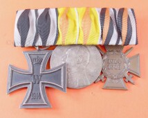 3-fach Ordensspange Baden / Preussen / Eisernes Kreuz 1914