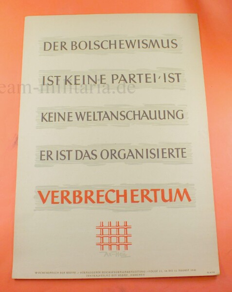 Poster / Wandbild / Wochenspruch NSDAP Propaganda Poster - Der Bolschewismus