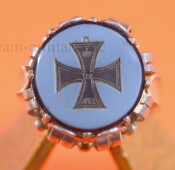 patriotischer Fingerring Eisernes Kreuz 1870  ( Punze  585)