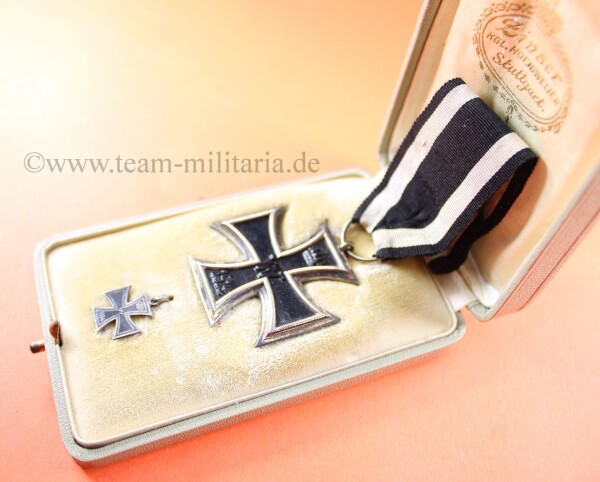 Eisernes Kreuz 2.Klasse 1914 mit Miniatur im Luxusetui (Zinser, kgl. Hofjuwelier, Stuttgart)