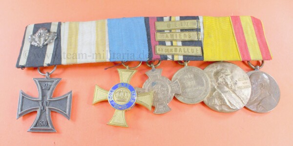 7-fach Ordensspange Eisernes Kreuz 1870 mit Eichenlaub 25 Jahre / Gefechtsspange "An der Hallue"