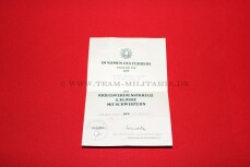 Verleihungsurkunde zum Kriegsverdienstkreuz 2.Klasse 1939