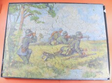 gro&szlig;es altes Holz Puzzle 1.Weltkrieg Soldaten MG...