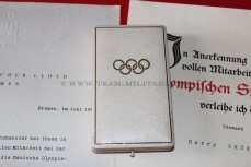 Deutsche Olympia-Medaille 1936 mit Urkunden