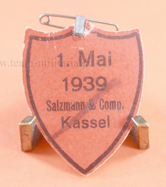 Papierabzeichen 1.Mai 1939 Salzmann & Comp. Kassel