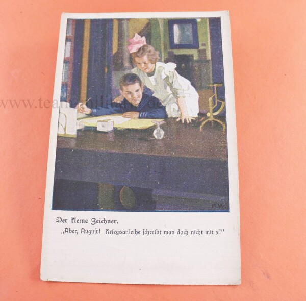 Postkarte Wennerberg, Bruno -  Der kleine Zeichner - Lithographie farbig