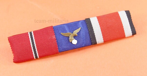 3-fach Bandspange / Feldspange Luftwaffe Ostmedaille, Dienstauszeichnung  und Eisernes Kreuz 2.Klasse 1939