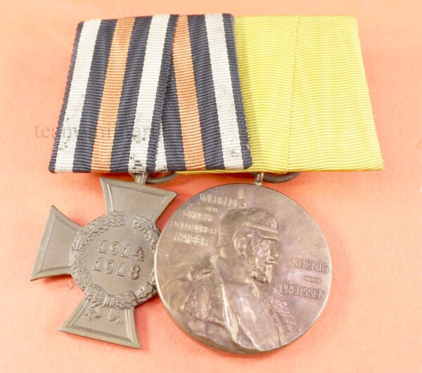2-fach Ordensspange Preussen Ehrenkreuz für Kriegsteilnehmer / Zentarmedaille 