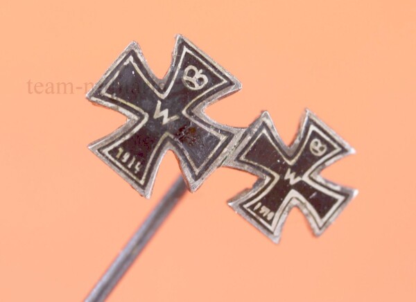 2-fach Miniatur Eisernes Kreuz 1914 1.Klasse und 2.Klasse - emaillierte Version!