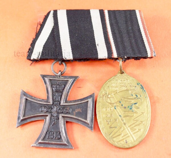 2-fach Ordensspange Eisernes Kreuz 2.Klasse 1914 & Kyffhäuser Kriegsgedenkmünze 1914/18 