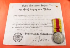 Verdienstmedaille Baden mit Urkunde Ernst Trefzer...