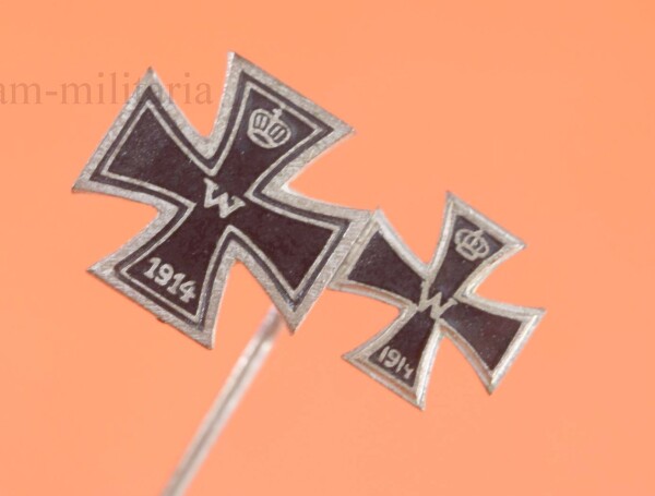 2-fach Miniatur Eisernes Kreuz 1914 1.Klasse und 2.Klasse - emaillierte Version!