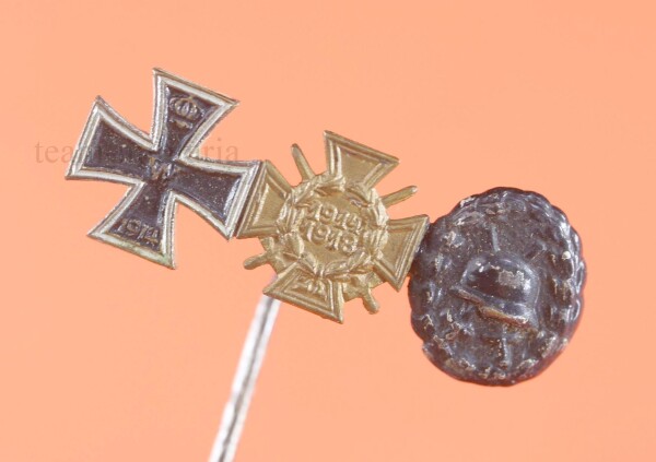 3-fach Miniatur EK 1914, Frontkämpferehrenkreuz und Verwundetenabzeichen in Schwarz