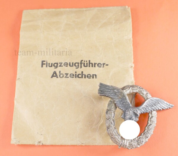 Flugzeugführerabzeichen der Luftwaffe mit Tüte (BSW) - TOP STÜCK