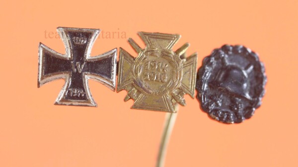 3-fach Miniatur Eisernes Kreuz 1.Klasse 1914, FKEK und VWA Schwarz